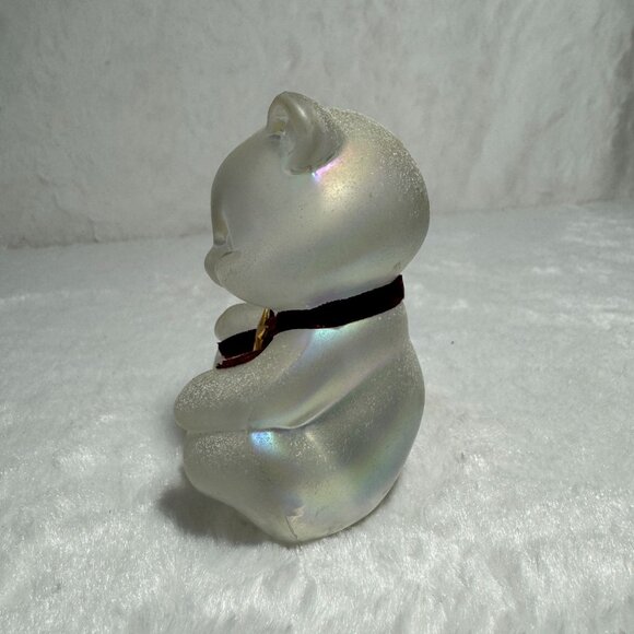 Vintage Fenton Frosted Iridescent Glass Frosted Snow Ice Bear Icicle Kingdom - Picture 2 of 7